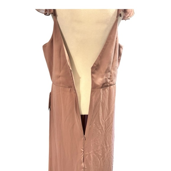 Birdy Grey Kae Bridesmaid Dress Dark Mauve Ruffle Flutter Sleeves Pockets NWT XL - Picture 7 of 9